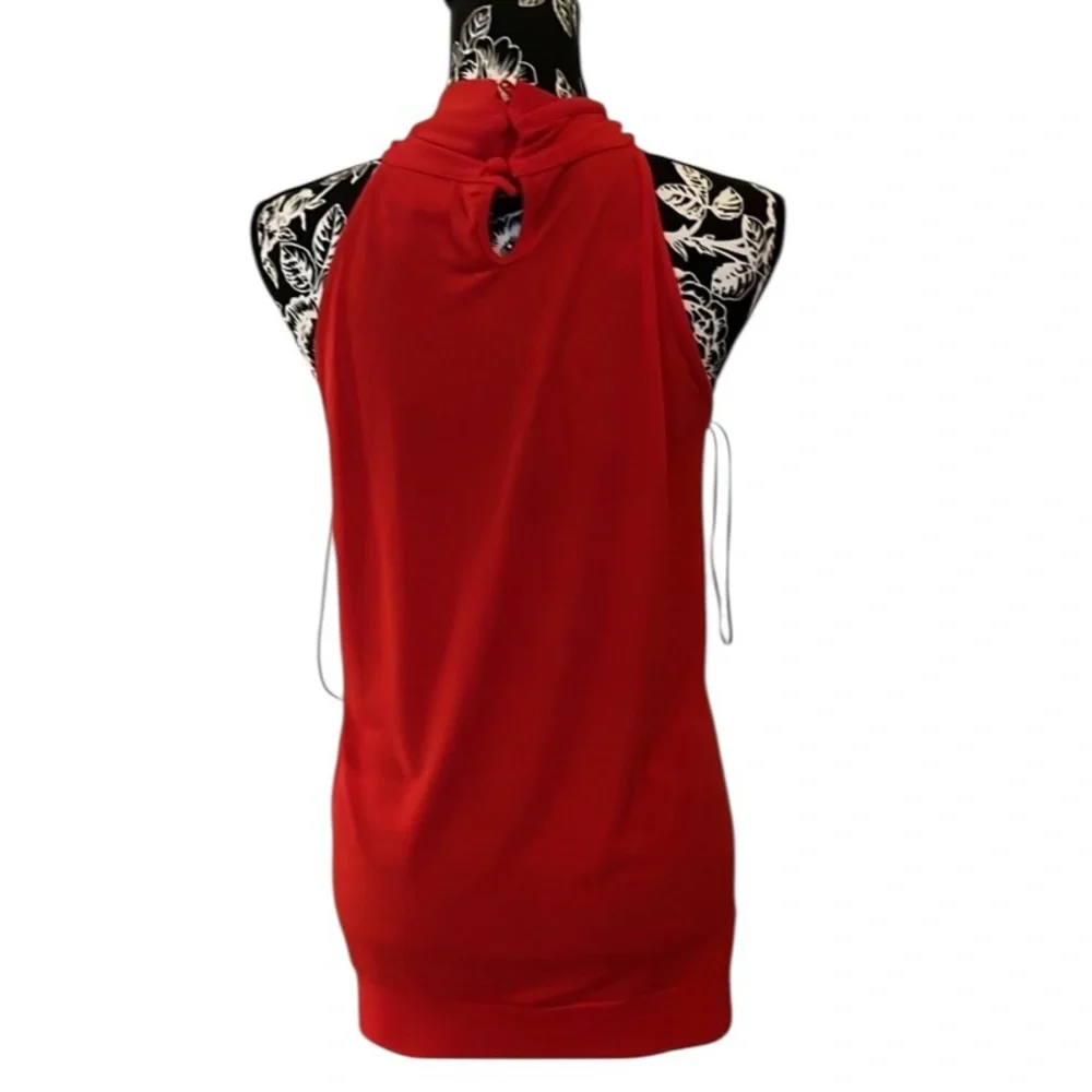 Micheal Kors size Large cherry red sleeveless top key hole back oversized